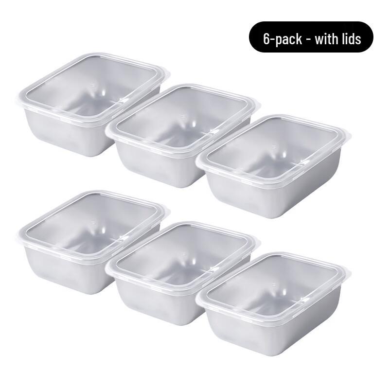 ZISIZ Small 316 Stainless Steel Square Food Containers - 6-Pack