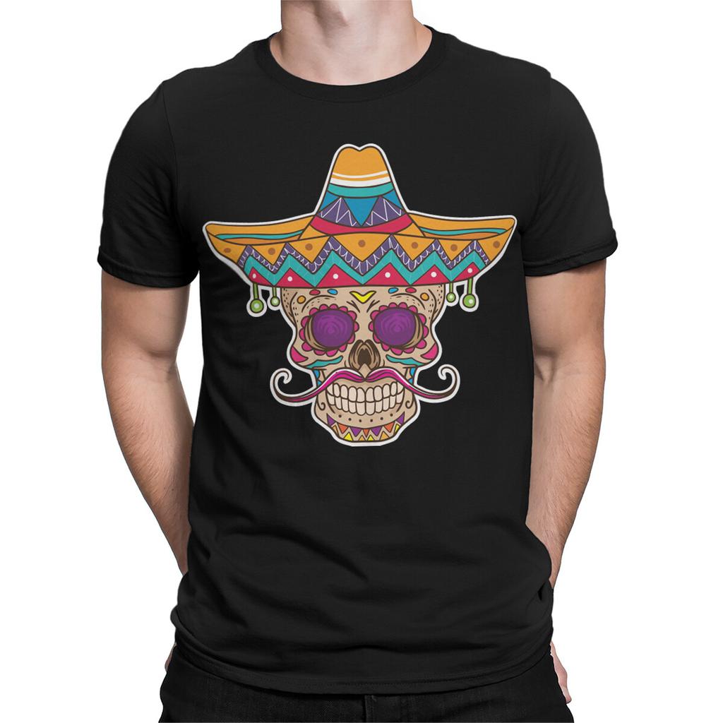Colorful Sugar Skull Sombrero TShirt Day of the Dead Design Mens Friendly DOTD