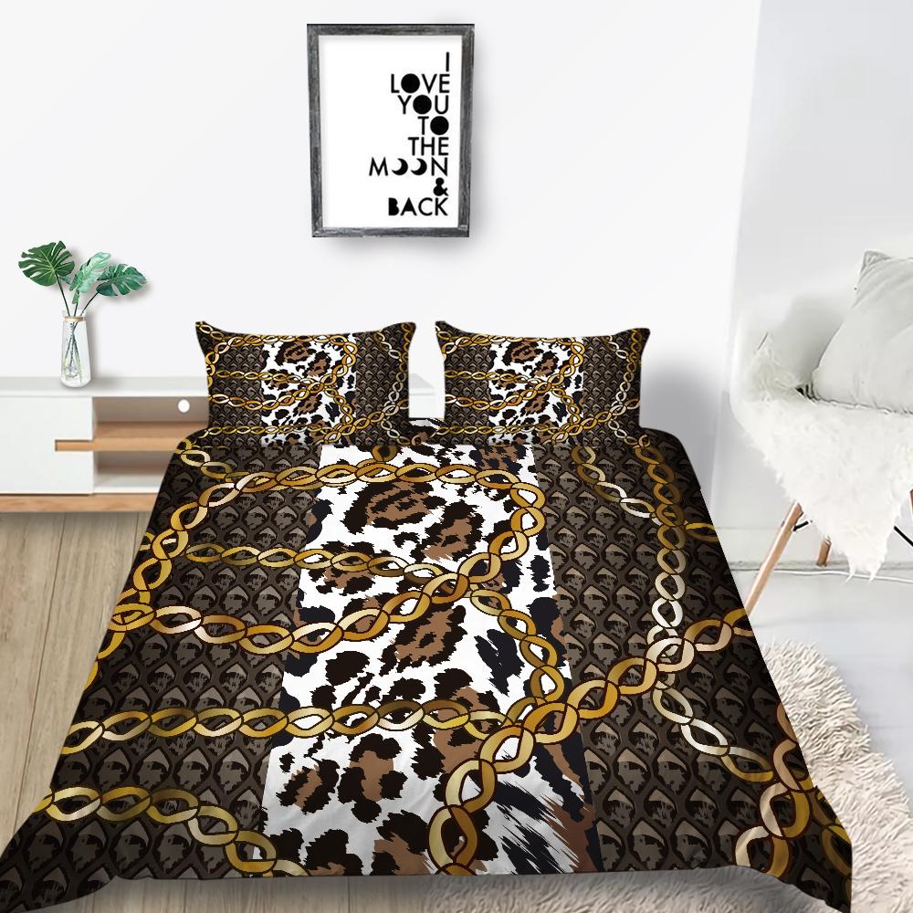 Klassische Luxusbettwäsche, luxuriöser Druck, Bettbezug, Kissenbezug, 2 oder 3 Doppelbetten in voller Größe, Mikrofaserstoff, weich, waschbar, mit Reißverschluss, Heimdekoration