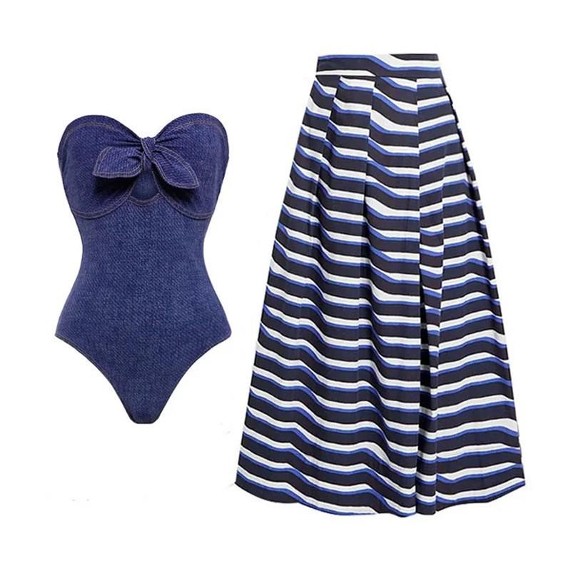 

Ретро Европейский и Американский Консервативный Слитный Купальник с Юбкой для Женщин с Контролем Живота Small