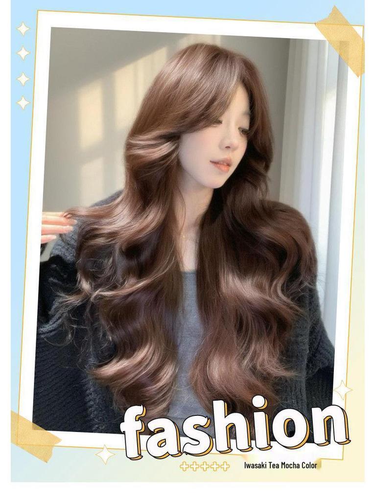 New Style Long Curly Caramel Brown Wig for Women - Middle Part, Natural Face Slimming Daily Wear