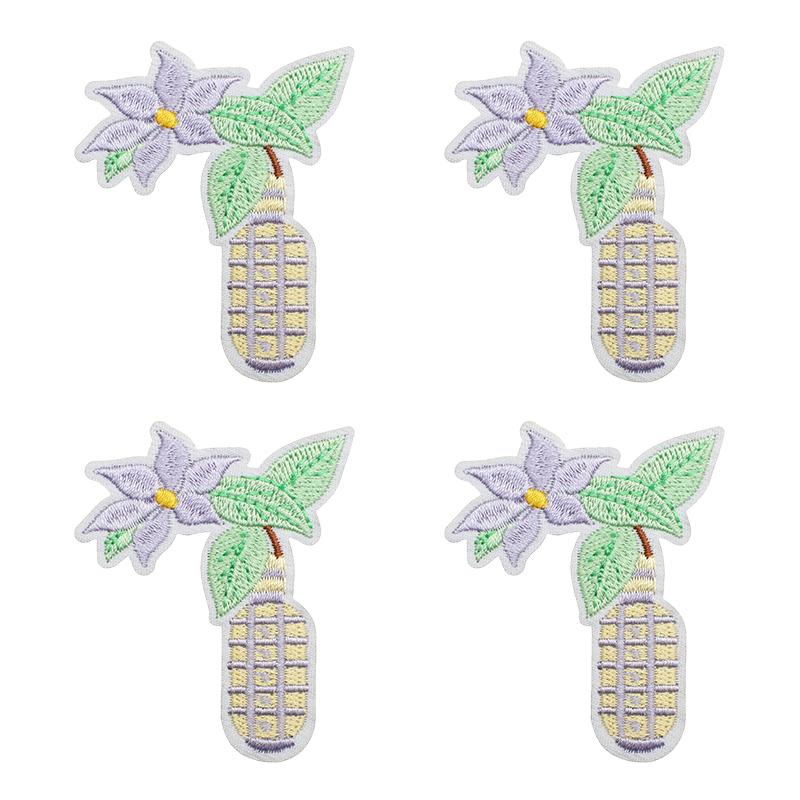 10pcs Lots Colorful Cartoon Embroidery Patches Rain Boot Pot Plant Iron On Patches For Clothing Morning Glory Patch On Clothes