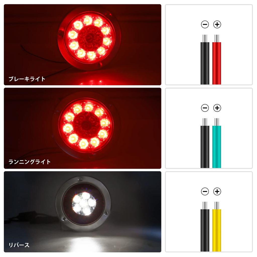 Biqing Round Trailer Tail Lights, 16 LED Truck Rear Brake Stop Lights Waterproof Lamp
