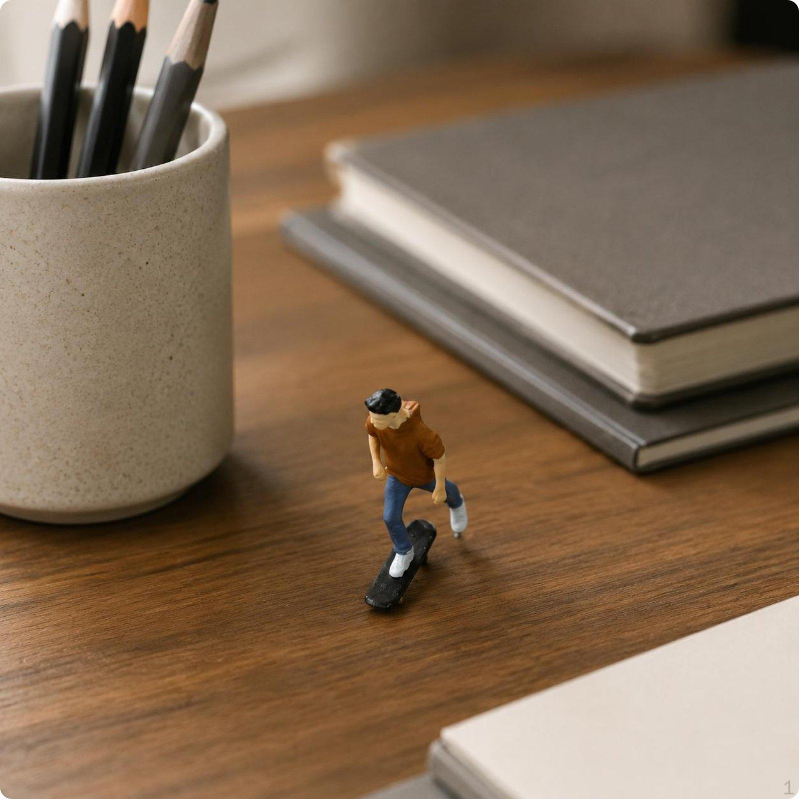 1/64 Skateboarder Resin Figurine Hand Painted Skateboard Boy Miniature Detailed