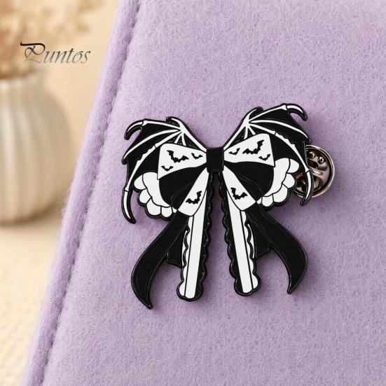 Halloween Costume Pin Brooch Pin, Enamel Skull Bow Design Brooch, Style Snap-On Cool Accessory Badge for Backpacks Collars Hats Holiday Decoration