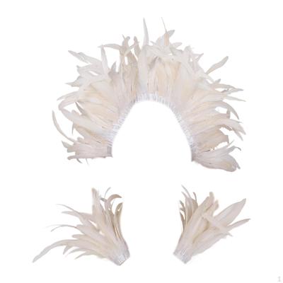Costume Shawl Featuring Feather and Wrist Cuffs for Celebrations