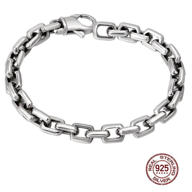 

Браслет из стерлингового серебра 925 пробы, мужская мода, индивидуальное ретро тайское серебро Dominer, квадратное кольцо в стиле хип-хоп, панк, бутик ювелирных изделий 18cm