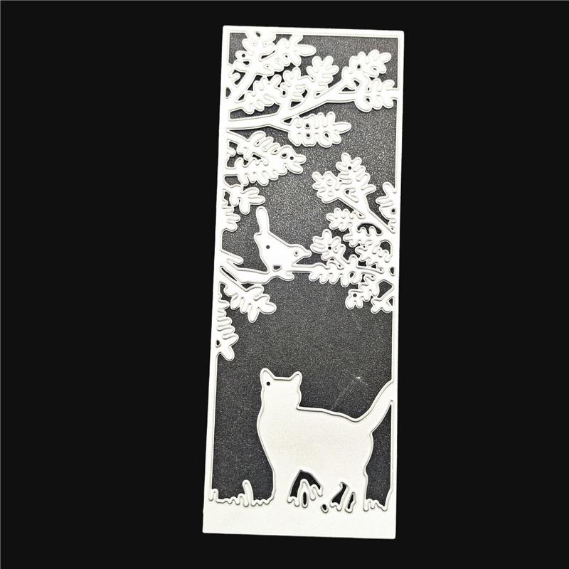 

Прямоугольные металлические трафареты для резки кошачьего леса для скрапбукинга, тиснение, трафареты для изготовления карт, ремесленный декор серебряный