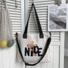Bolso Tote de Lona Oxford para Mujer con Estampado de Letras Suave para Hombro Uso Diario