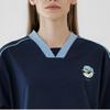 Goxo Navy Double Line Woven Sweatshirt Swagball