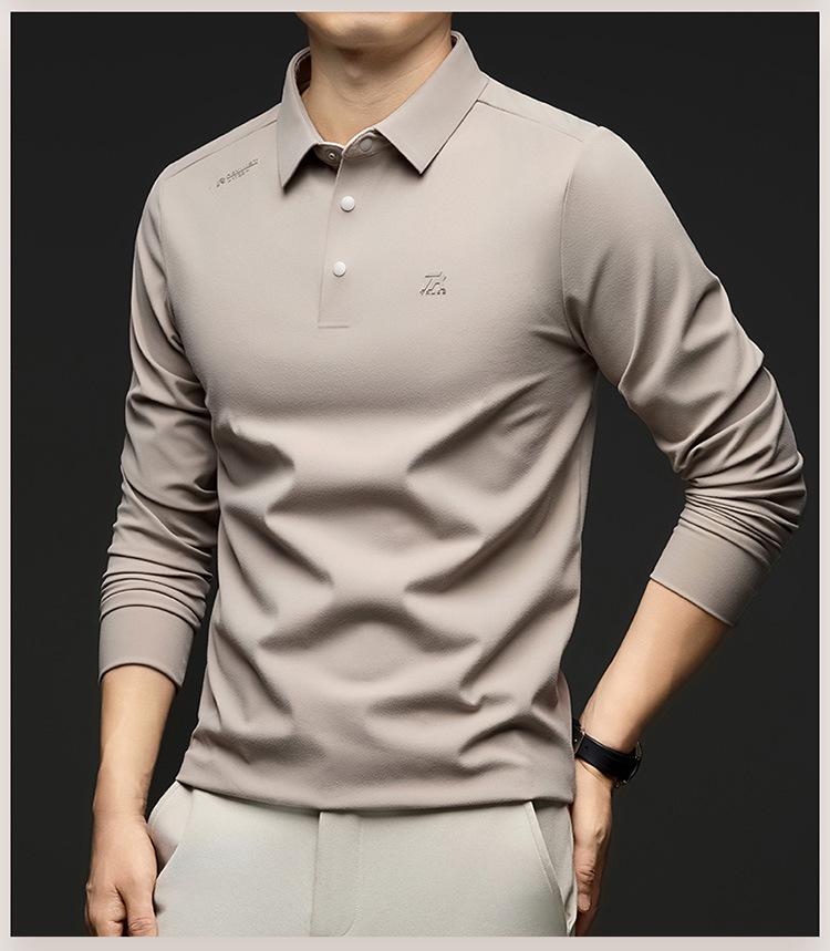 

Мужская осенняя повседневная рубашка-поло с длинным рукавом 2025 - Модная деловая и одежда для папы Double Extra Large