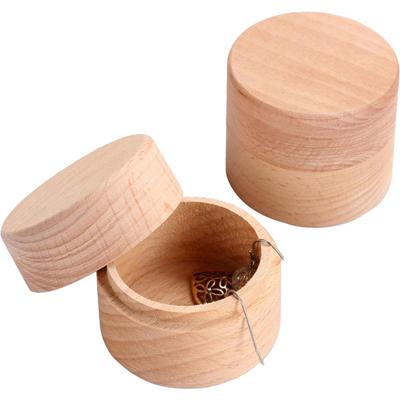 2PCS Small Round Wooden Storage Boxes Ring Box Vintage Decorative Natural Craft Jewelry Box Case Wedding Accessories