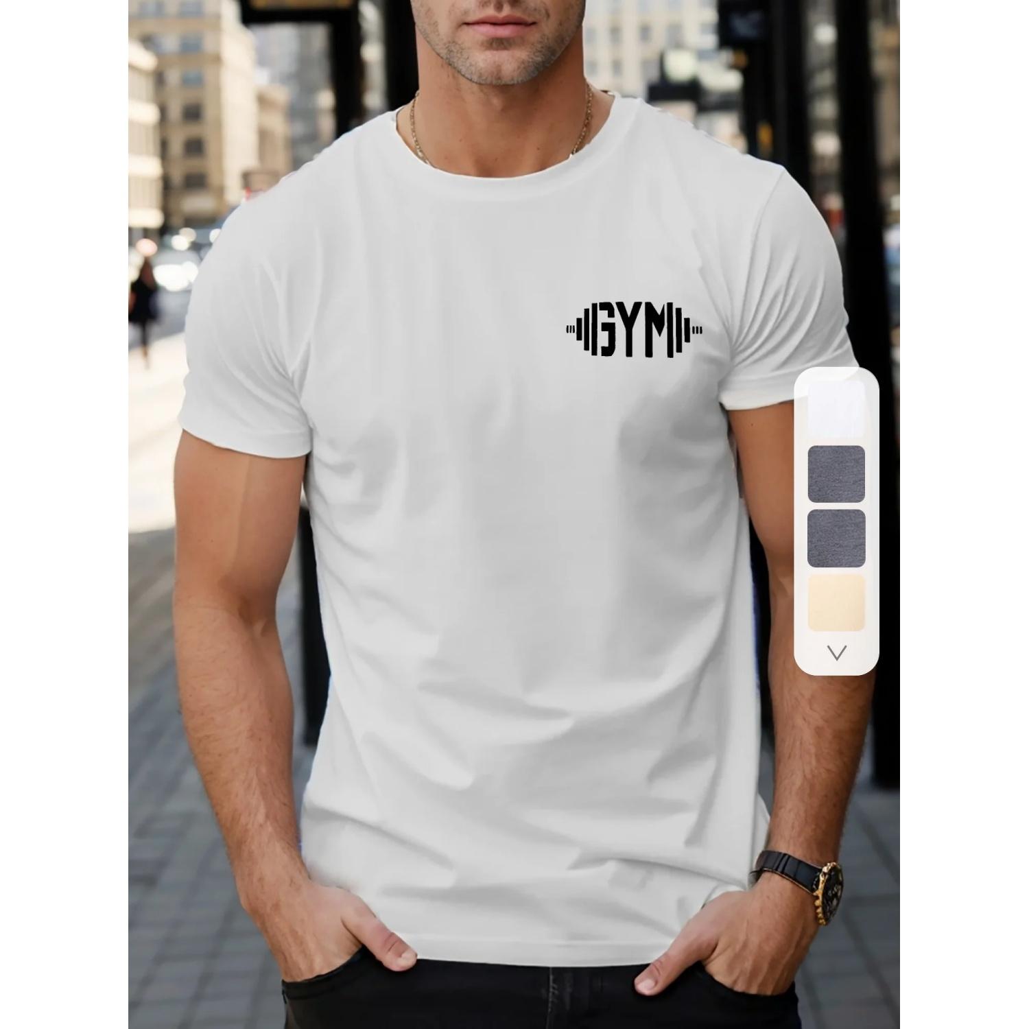 

Gym Barbell Men Cotton TShirt Athletic Casual Fit White Gym Workout Muscle Training Street Style S чёрный