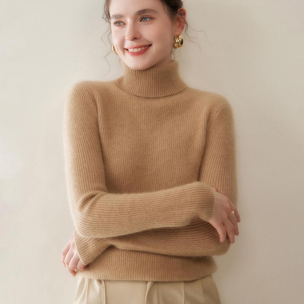 Women's 2025 Slim Fit Cashmere Turtleneck Sweater - Double-Strand Thickened Inner Layer