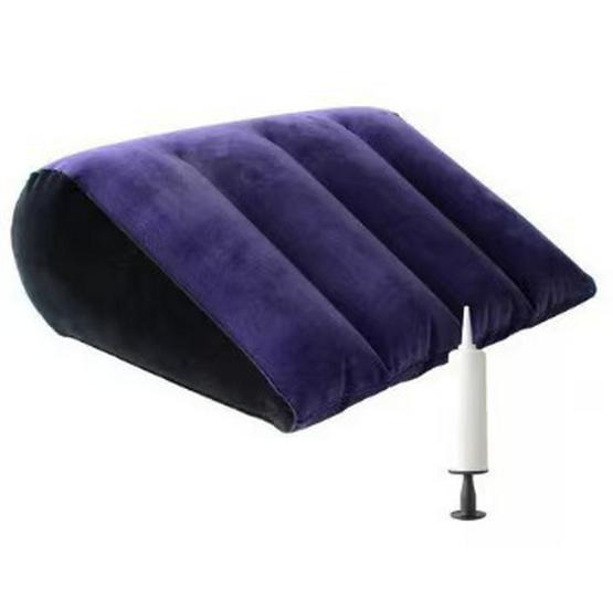 Portable Inflatable Triangle Pillow - Flocked, Outdoor, Press-to-Inflate