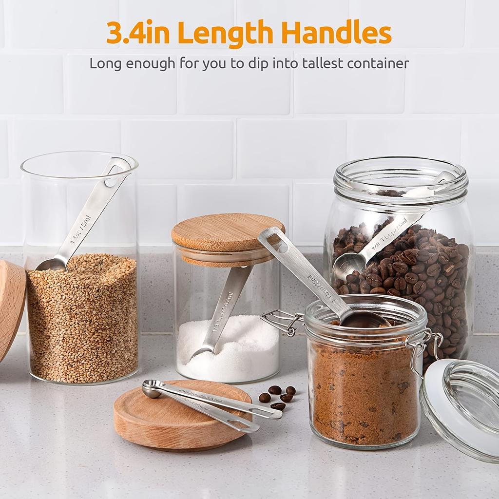 Stainless Steel Measuring Spoon Set, Including American and Metric Measuring Spoons, for Measuring Dryness and Liquid Compositio