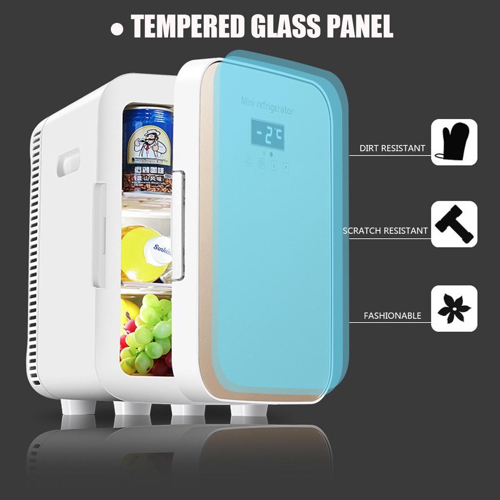 DC12-24V/AC220V Home/Car Auto Refrigerator Dual Core Freeze Heating Food Fruit Storage Fridge Cooler 55W for Home Travel Camping 15L