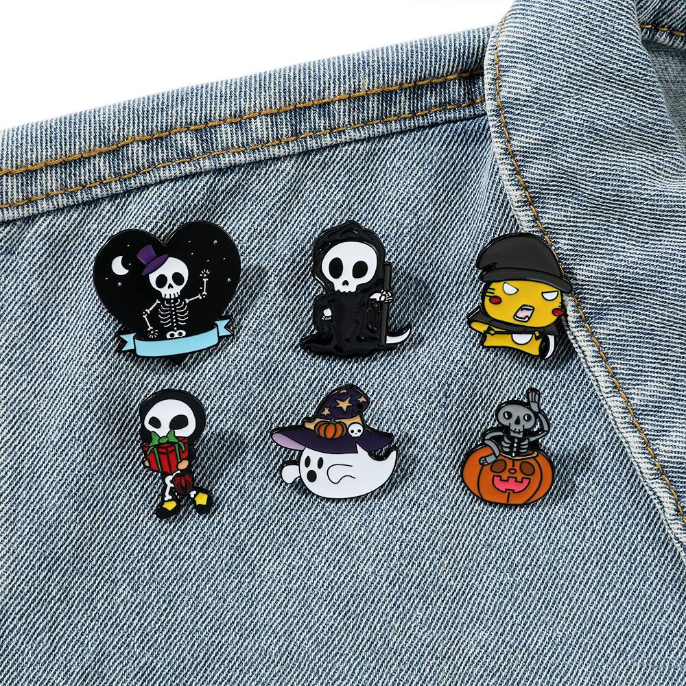 Funny Halloween Brooch Skull Cute Ghost Pumpkin Metal Badge Alloy Bag Pin