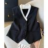 Black and White Suit Waistcoat Women's Color Block Spring Autumn Stylish Vest Jacket