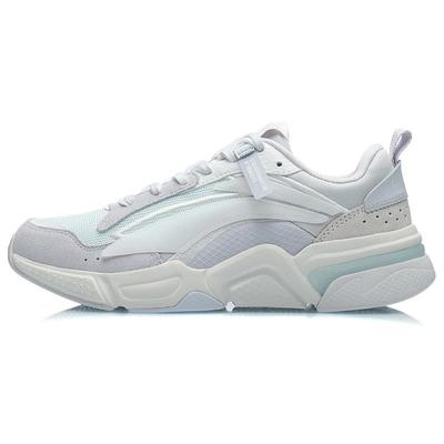 Li Ning Zapatillas de Running de Caña Baja Amortiguadoras Suaves Transpirables Resistentes al Desgaste Antideslizantes Morado Claro Azul AGCR324-1