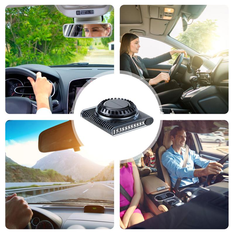 Solar Power Car Air Freshener Solar Rotating Aromatherapy With Temporary Parking Number Plate Odor Eliminator Dashboard