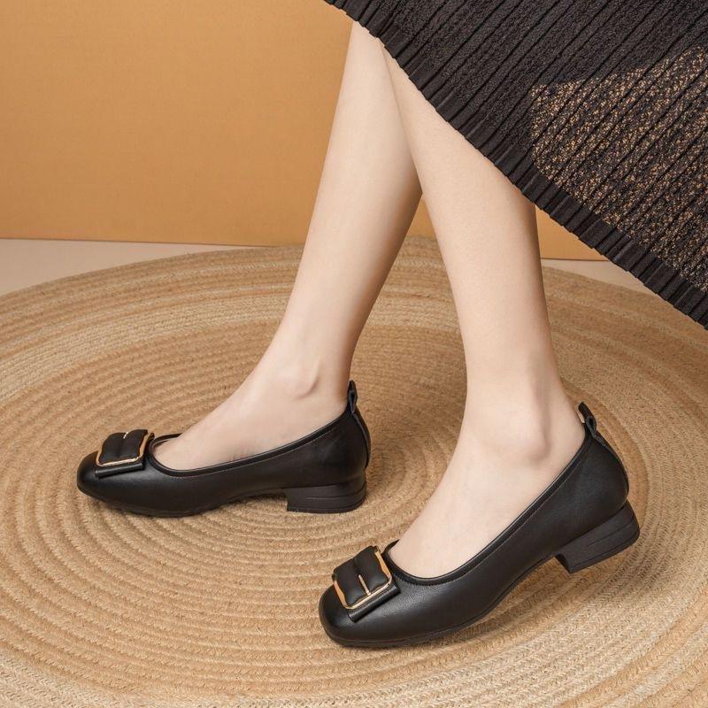 Doudou Shoes Women's New Spring and Summer Shoes Medium and Old with Skirts, Soft Soles and One Pedal, Shallow Single Shoes