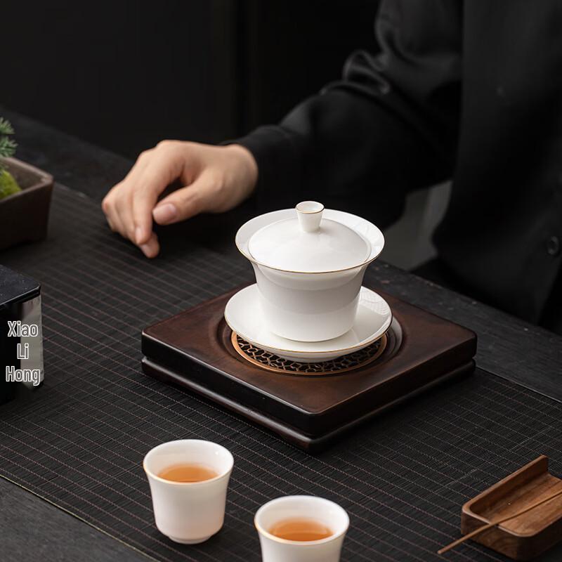 Dehua White Porcelain Sancai Gaiwan