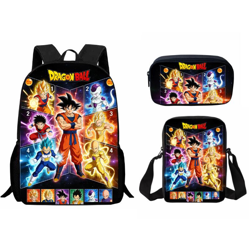 Gedrukte Dragon Ball Schooltas Drie Delige Set, Cartoon Student Rugzak Three-piece set