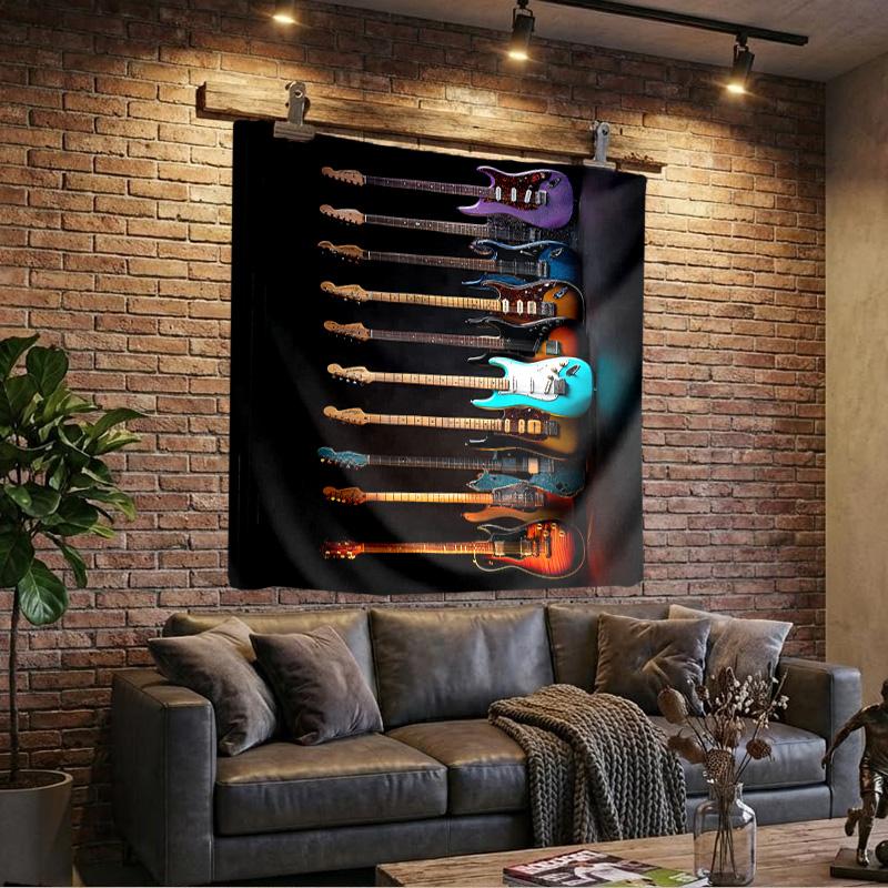 Guitar Collection Diversity Printed Tapestry, Wall Hanging,Livingroom, dormitory, Large Wall Decor, Fabric Decor Fan Birthday Gifts