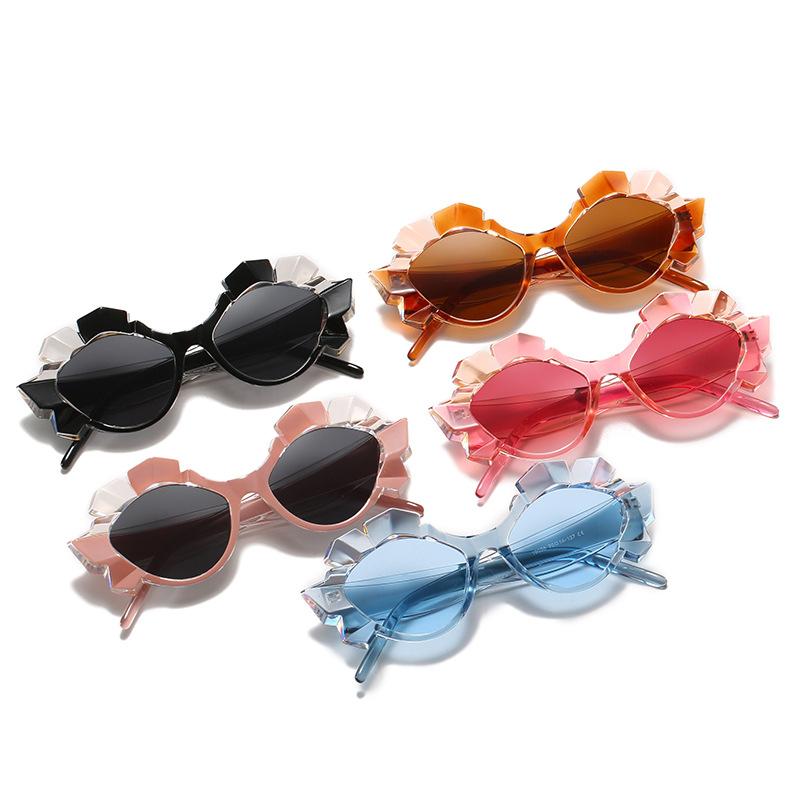 Sunglasses, Polygonal Water Chestnut Multicolor Retro Sunglasses Women, Cat Eye Sunglasses