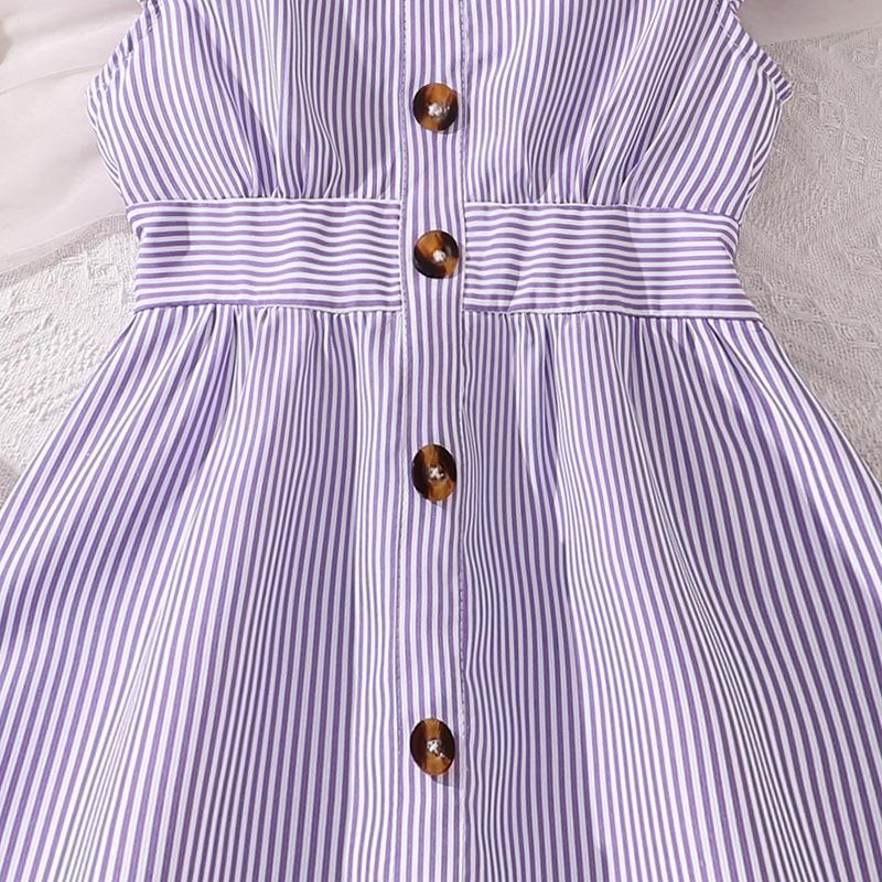 Princeznovské šaty s nabíranými rukávy pro dívky, věk 7-12 let - Letní kolekce