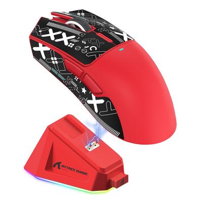 ATTACK SHARK X11 Herní myš Bezdrátová 63g 22000DPI Nabíjecí dok v balení Páska v balení Až 65 hodin provozu Certifikováno 2.4g/Bluetooth/USB-C