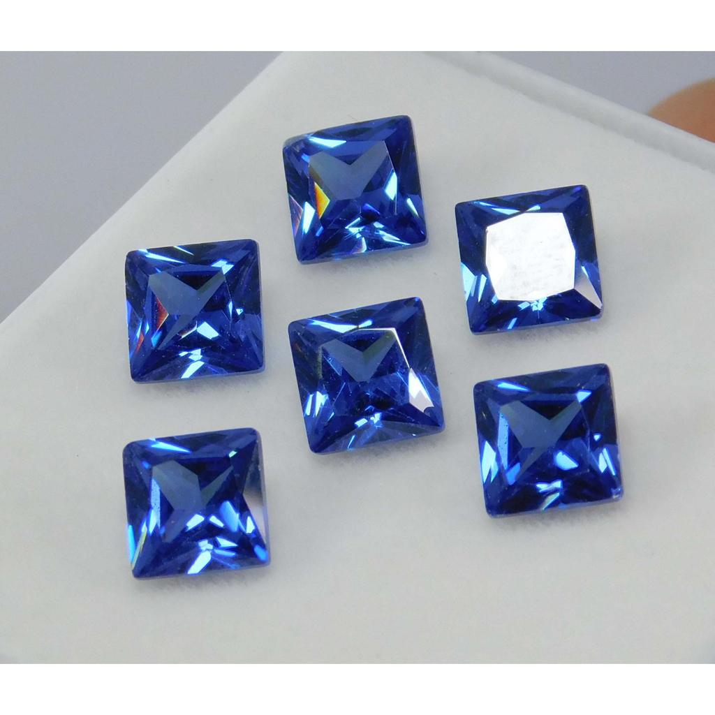Natural Blue Sapphire Square Cut 7x5 Mm 6 PCS Lot Gems For Gift CERTIFIED MULTTIQ132