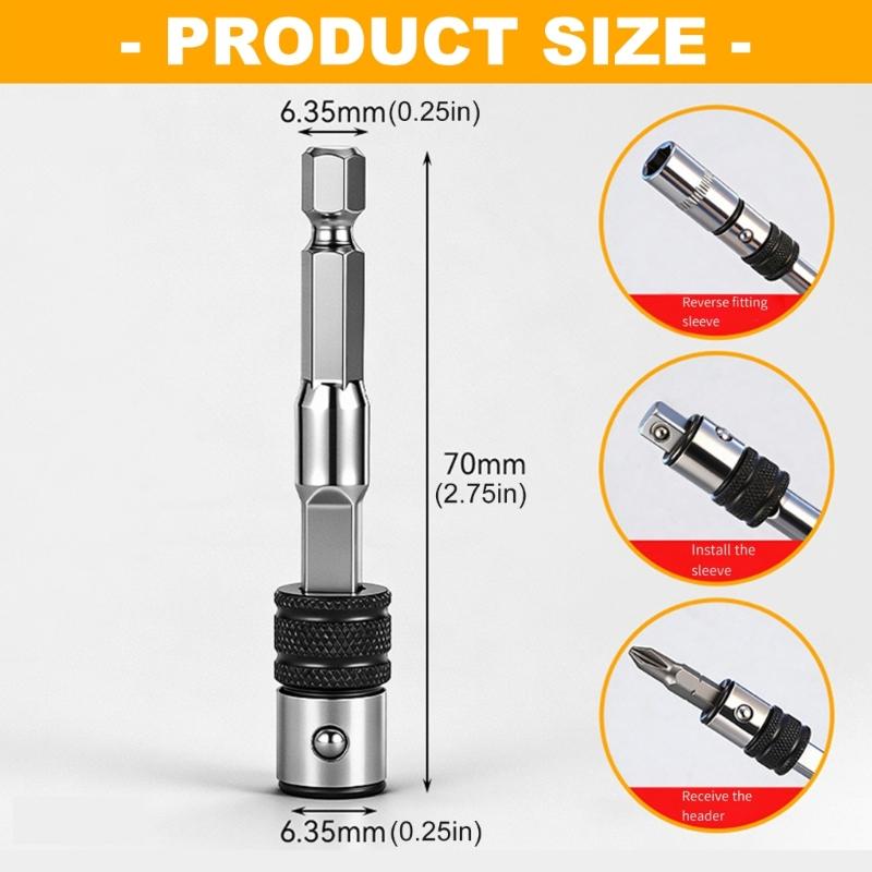Universelle Bithalter-Verlängerung mit Selbstverriegelungsfunktion für elektrische und manuelle Schraubendreher für Hand- und Elektrowerkzeuge