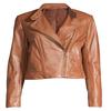 Noora Damen Tan Brown Cropped Lederjacke Party-Jacke für Damen