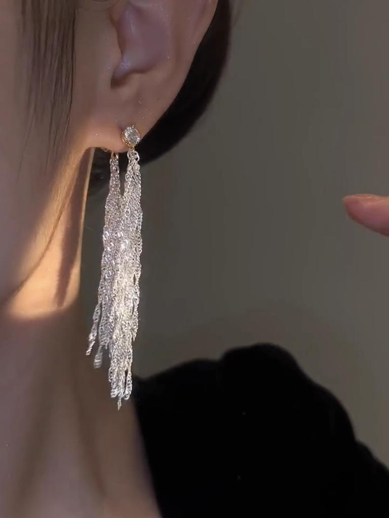 High-end Zircon Tassel Earrings for Women