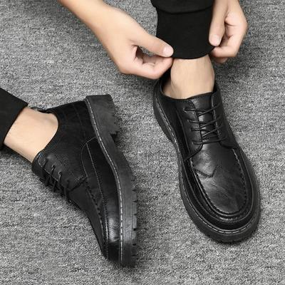 Czarne Codzienne Skórzane Buty dla Mężczyzn Brytyjskie Wysokiej Klasy Biznesowe Formalne Codzienne Garnitury Studenckie Praca Drużbowie Weselne Buty