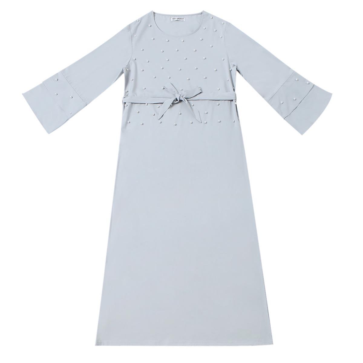 

Женское длинное платье с бисером - Ближневосточный арабский халат этнический костюм L серый