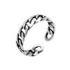 Thai Silver Retro Open Knuckle Ring: Trendy Flattened Chain Design for Index or Pinky Finger