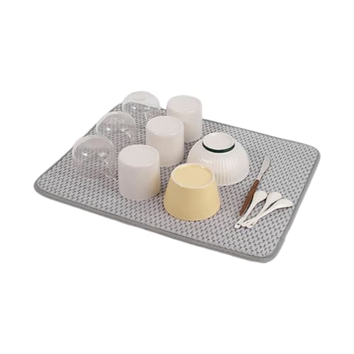 Samcos Dish Drying Mat, 30x40cm, Dish Drying Mat, Quick-Drying, Absorbent, Washable, Suspensionable, Rollable for Storage, Kitchen Sink Shelf Cover