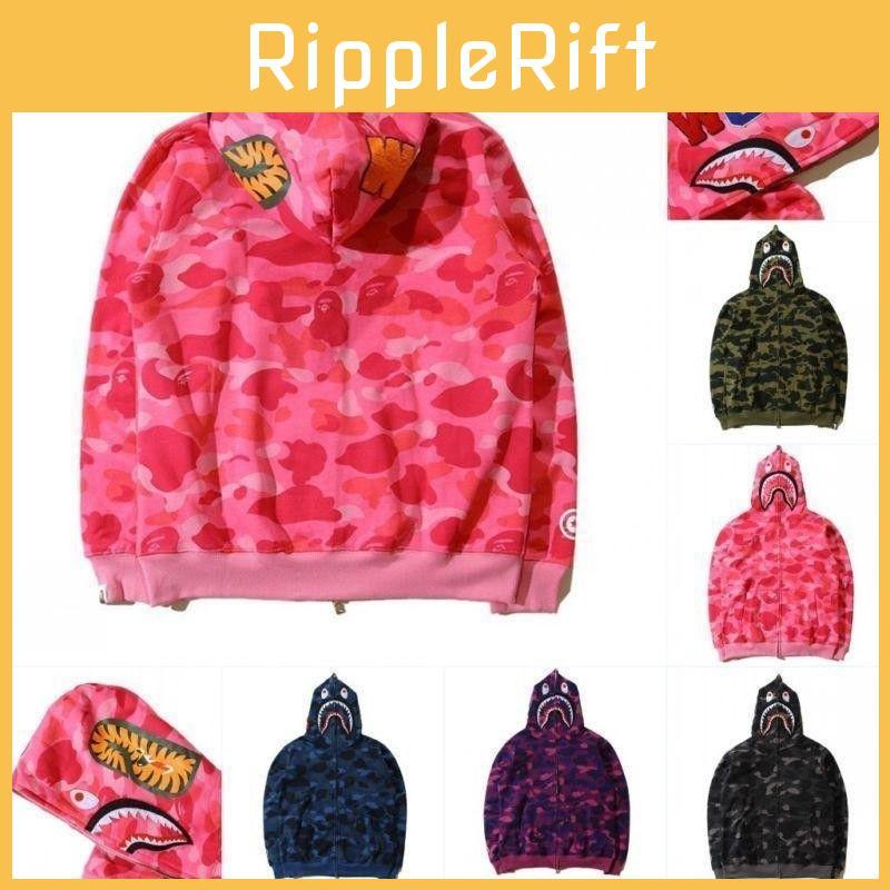 Camouflage Shark Head 3d Print Hoodie With Zipper For Men Women Casual Wear