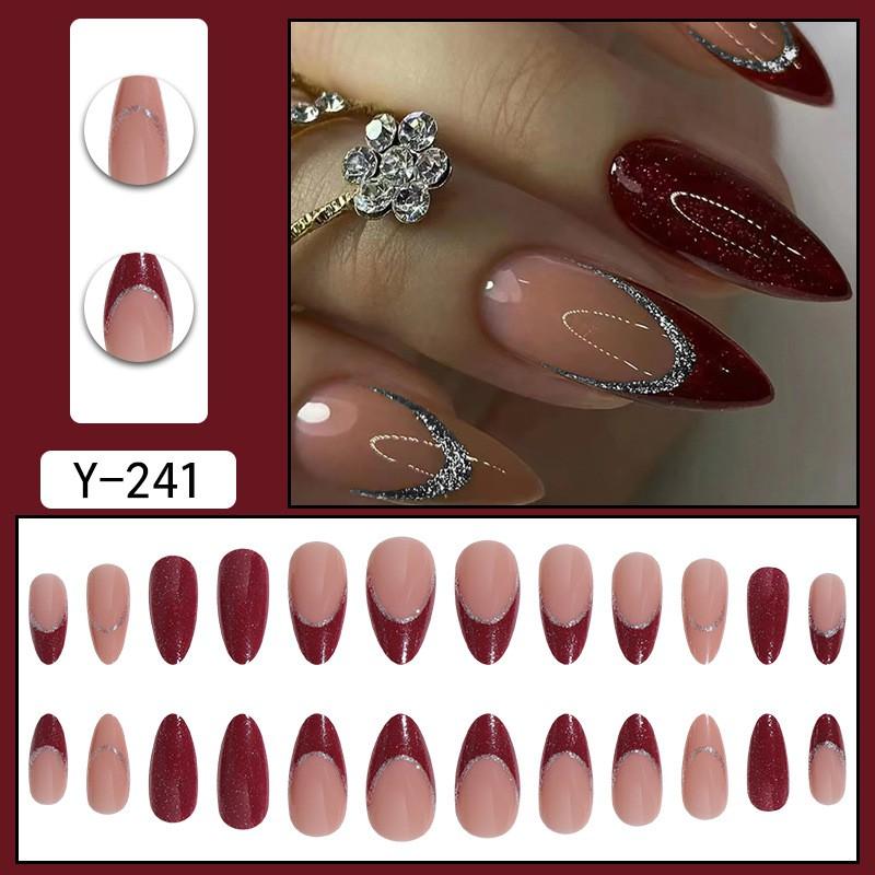 Pre-made Press-On Nails With Gradient Line Design Minimalist INS Style False Nail Tips Women