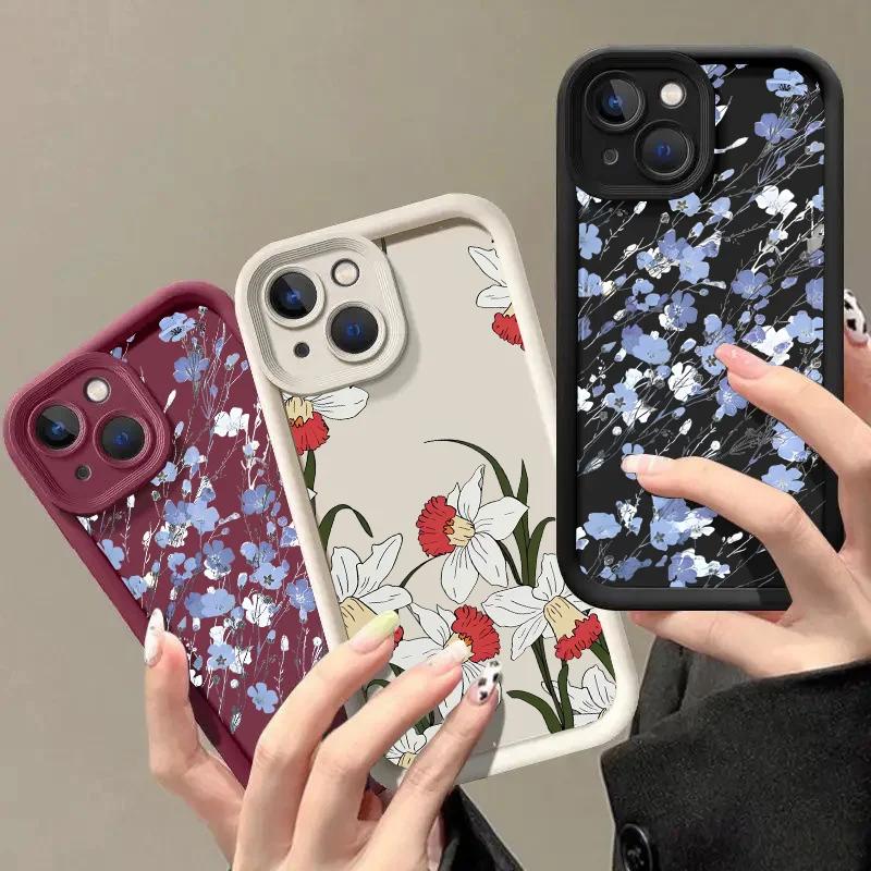 Case For Google Pixel 9 8 7 8A 7A Pro XL 9Pro 7Pro 8Pro 9ProXL Cover Small Flowers Silicone Retro Protection