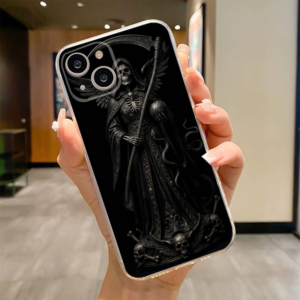 Skull Skeleton Grim Reaper Phone Case For iPhone 17 16e 16 15 14 13 12 11mini Pro Max X XR XSMAX 8 7 Air Plus Soft Cover
