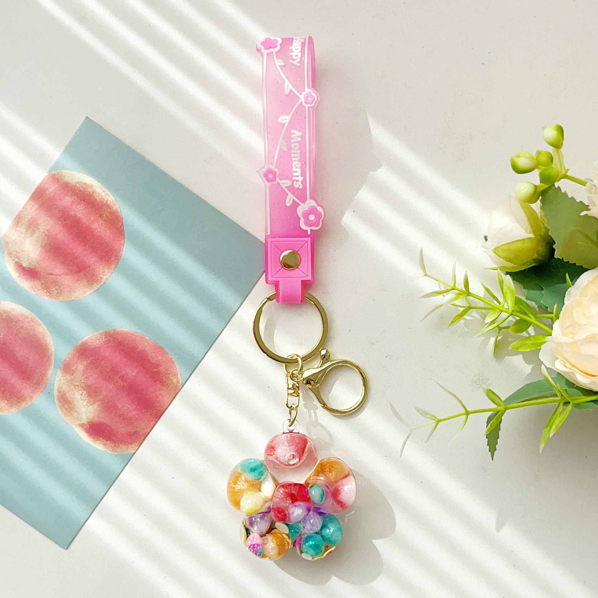 

Cute Floral Glitter Keychain - INS Style Acrylic Backpack Pendant