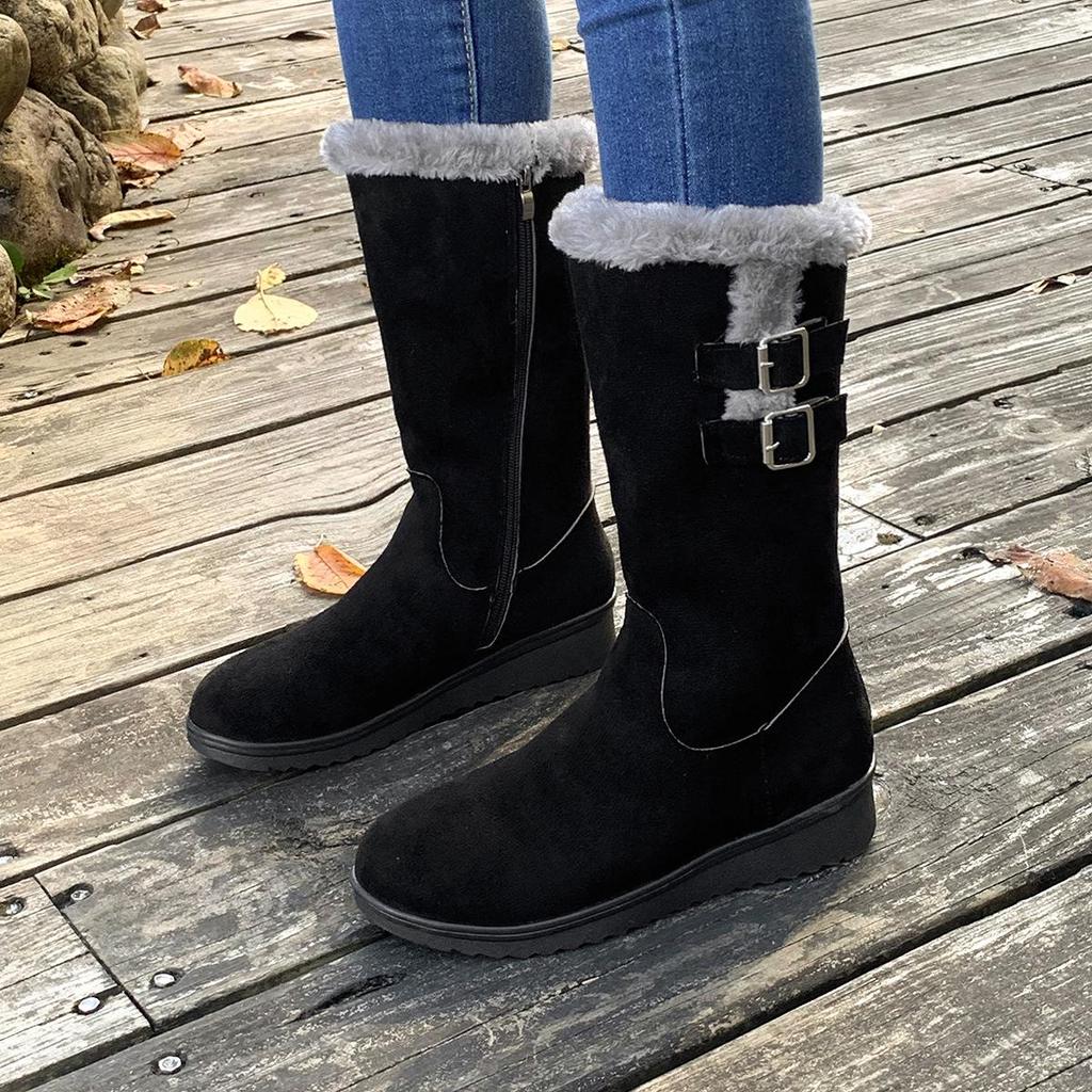 Women's Plus Size Mid-Calf Snow Boots, Thickened & Fleece-Lined, Warm Cotton, Autumn/Winter 2025 Collection