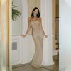 2023 Winter Women's Sexy Bandeau Fishtail Dress - European & American Style, Micro-Transparent Design
