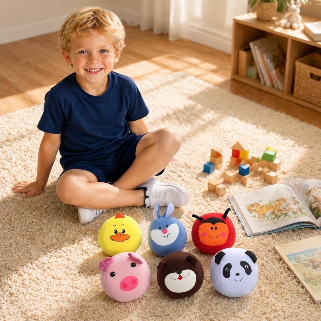 Ensemble de poufs sensoriels visage d'animal pour enfants Développement des compétences motrices Éducatif Jeu de lancer intérieur extérieur Jouet