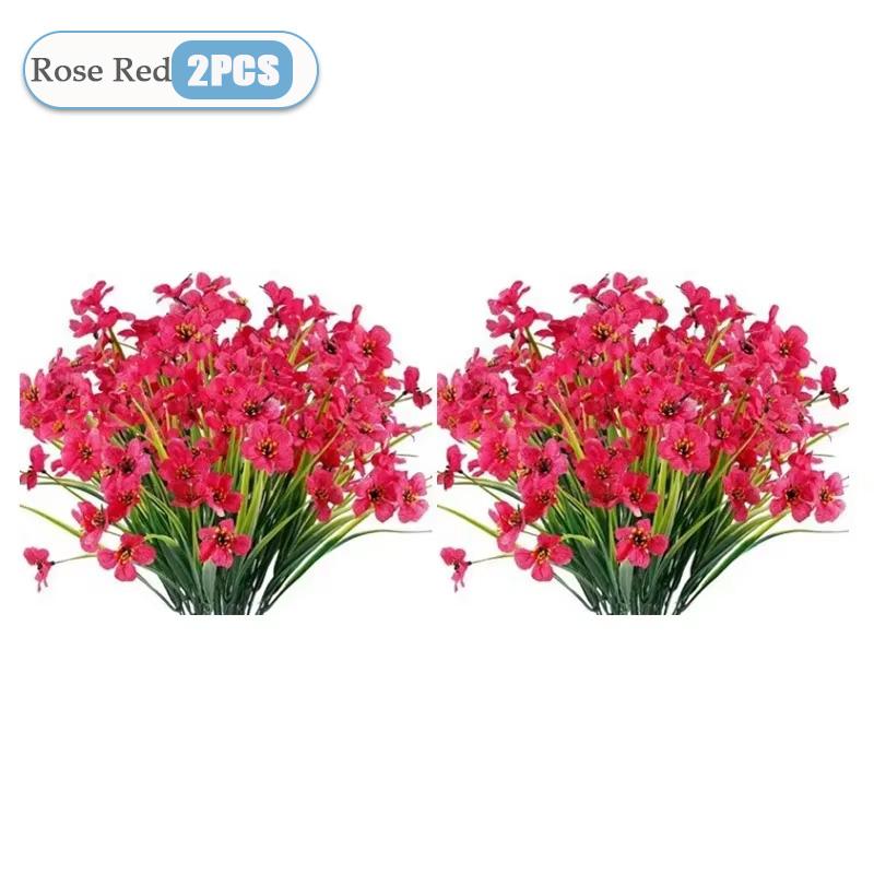 2-16PCS Artificial Flowers UV Resistant Faux Plastic Shrubs Plants Outdoor Garden Patio Porch Home Wedding Farmhouse Decorations