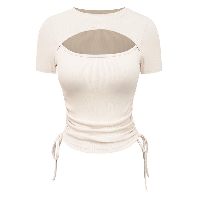 

Женская футболка премиум-класса с коротким рукавом для летней йоги - Топ для спорта, фитнеса, пилатеса на открытом воздухе Extra Large